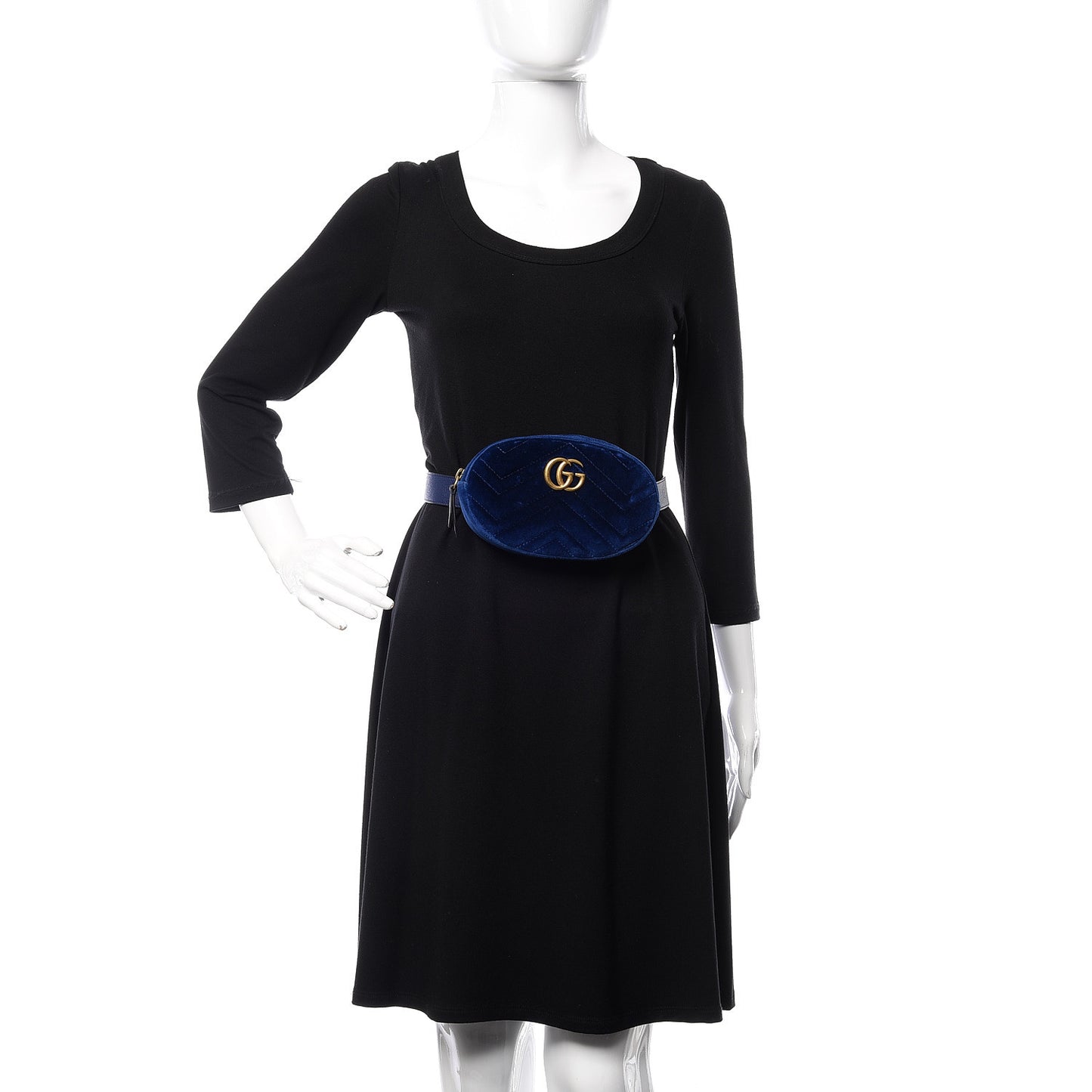 Velvet Matelasse GG Marmont Belt Bag 85 34 Cobalt Blue