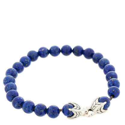 David Yurman Sterling Silver Lapis Lazuli 8mm Spiritual Beads Bracelet 1 of 3