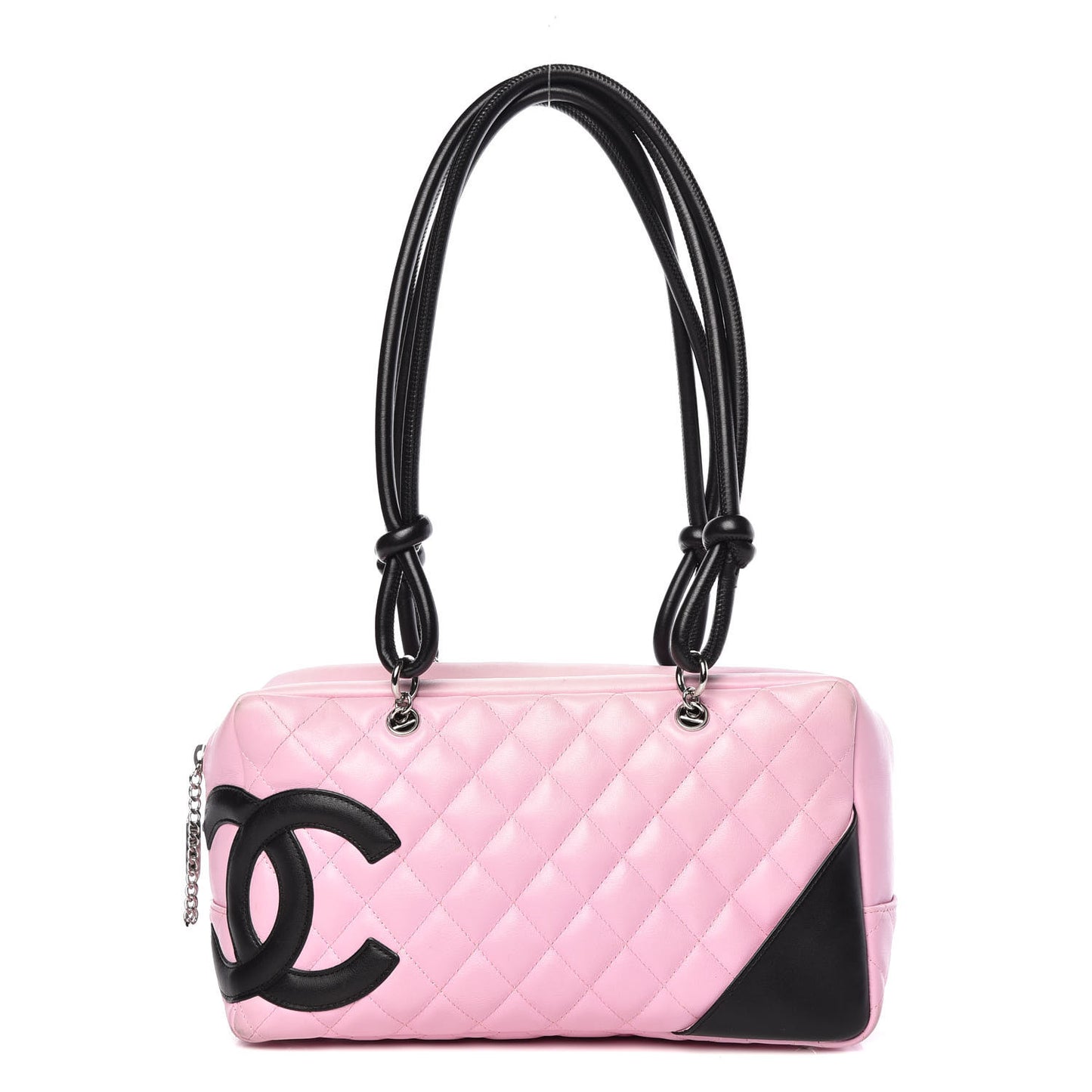 Calfskin Quilted Large Cambon Bowler Pink Black