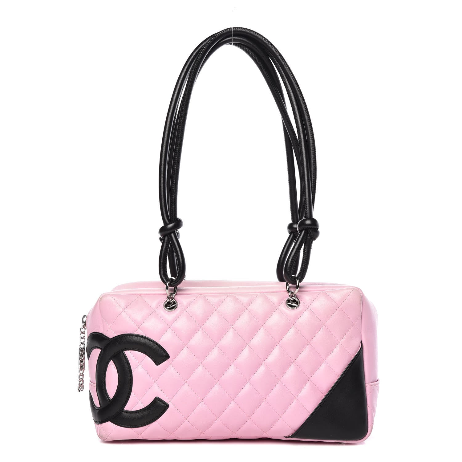 Chanel Calfskin Quilted Large Cambon Bowler Pink Black 1 of 13