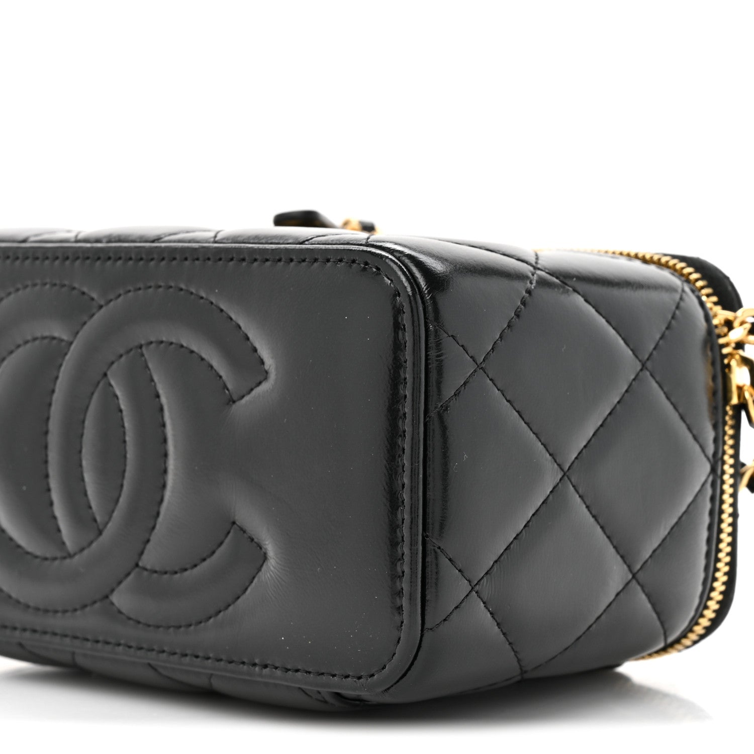 Chanel Shiny Calfskin Quilted Pick Me Up Vanity Case Black 9 of 13