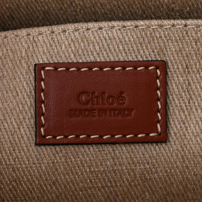Chloe Linen Calfskin Medium Woody Ribbon Tote White Brown 6 of 10