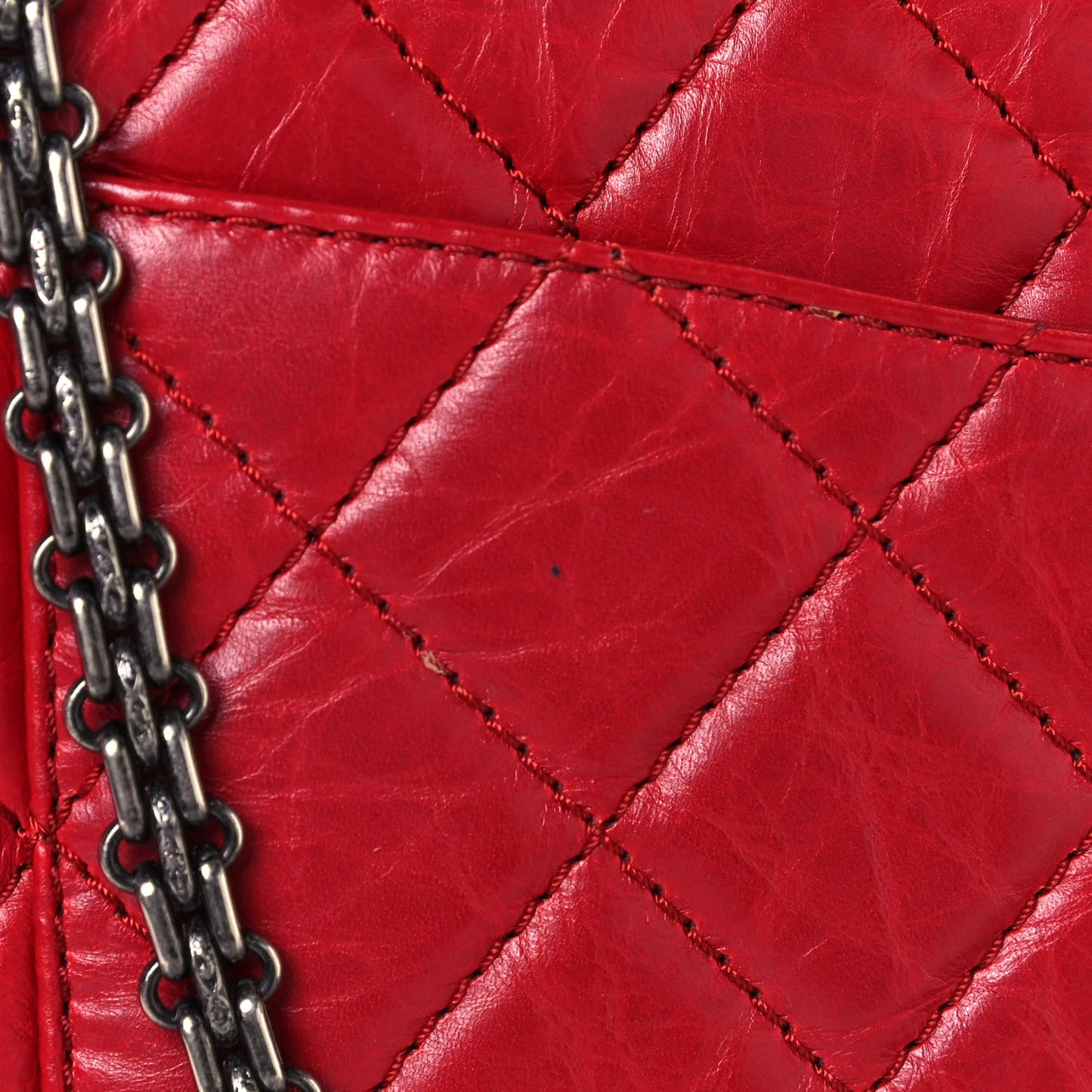 Aged Calfskin Quilted 2.55 Reissue 227 Flap Red