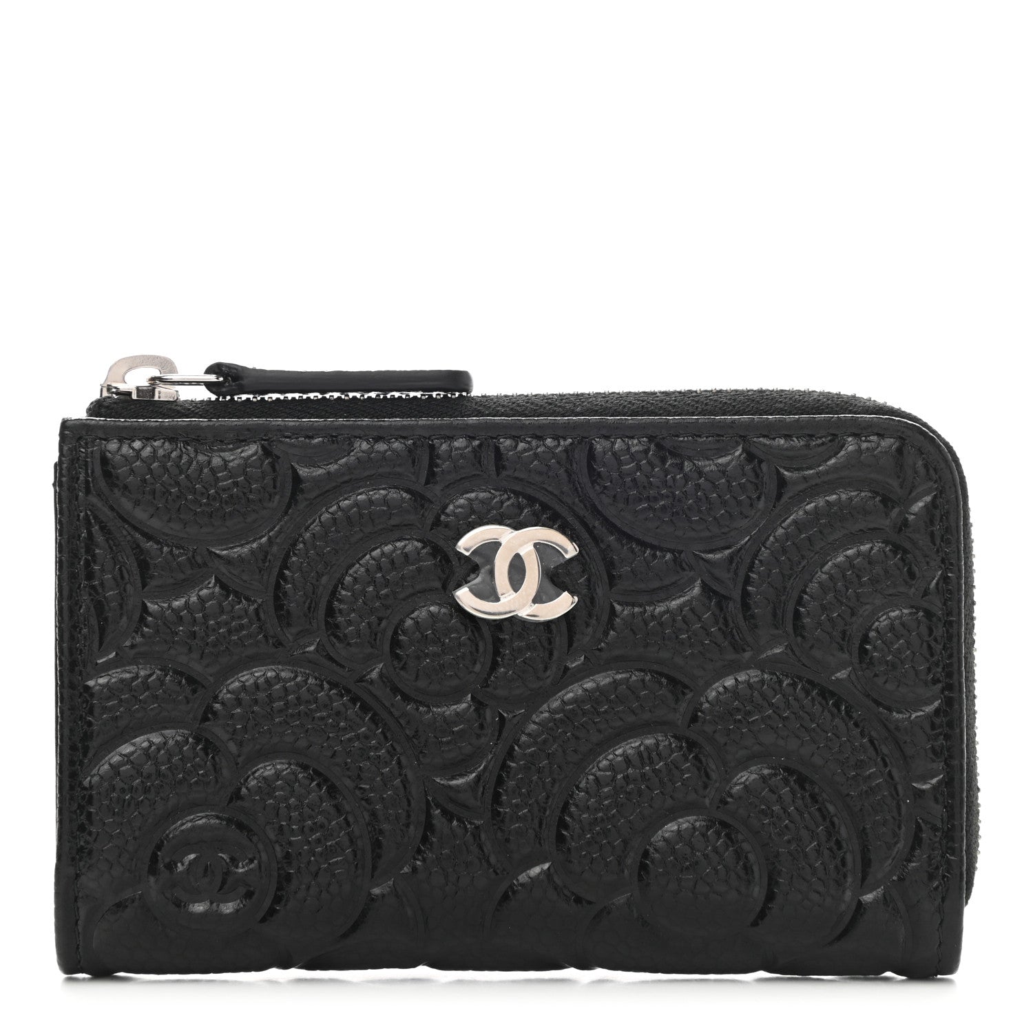 Chanel Caviar Camellia Embossed Key Holder Case Black 1 of 7