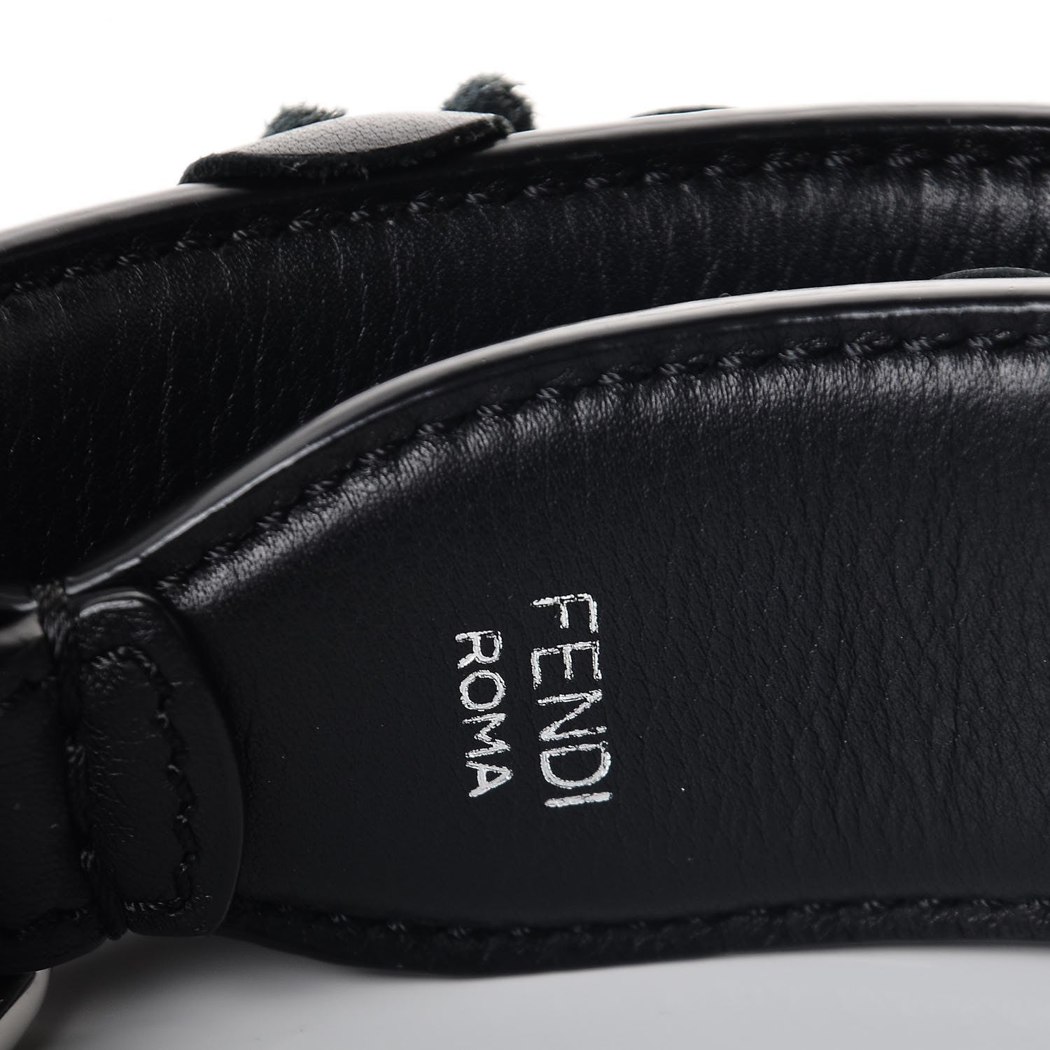 Fendi Vitello Dolce Nappa Patent Flowerland Studded Strap You Black 3 of 3