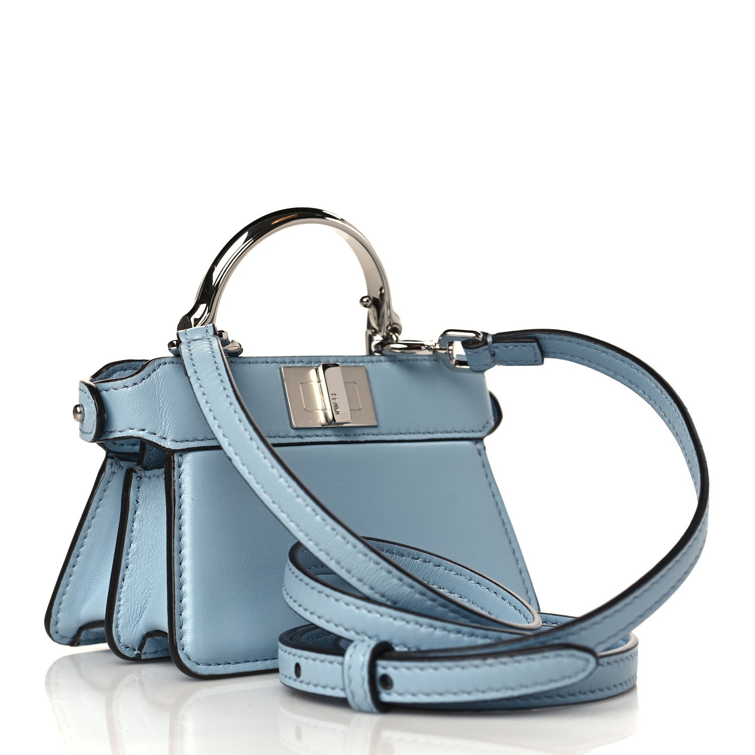 Fendi Shiny Nappa Nano Peekaboo Maxi Handle Satchel Azzurro Baby 3 of 10