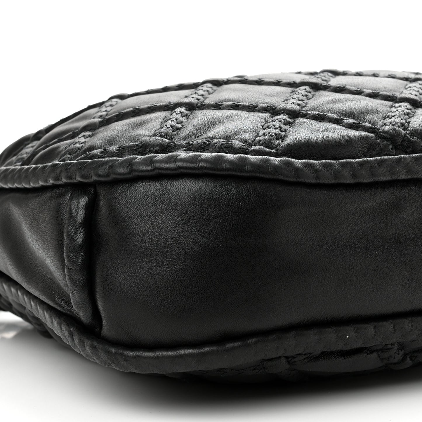 Quilted Lambskin Hidden Chain Hobo Black