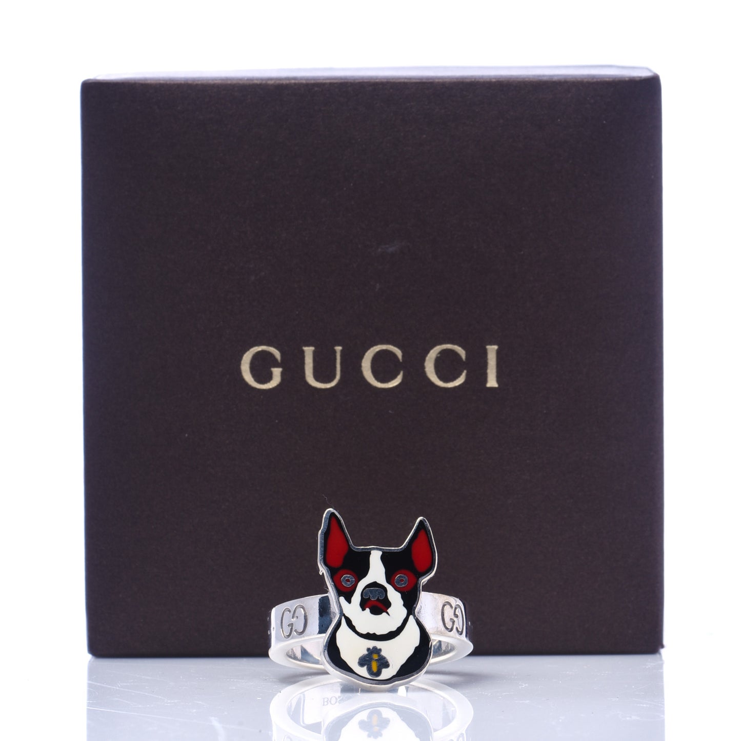 Sterling Silver Enamel Orso Ring 59 8.75
