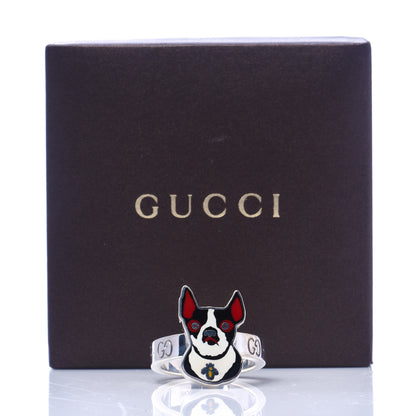 Gucci Sterling Silver Enamel Orso Ring 59 8.75 7 of 7