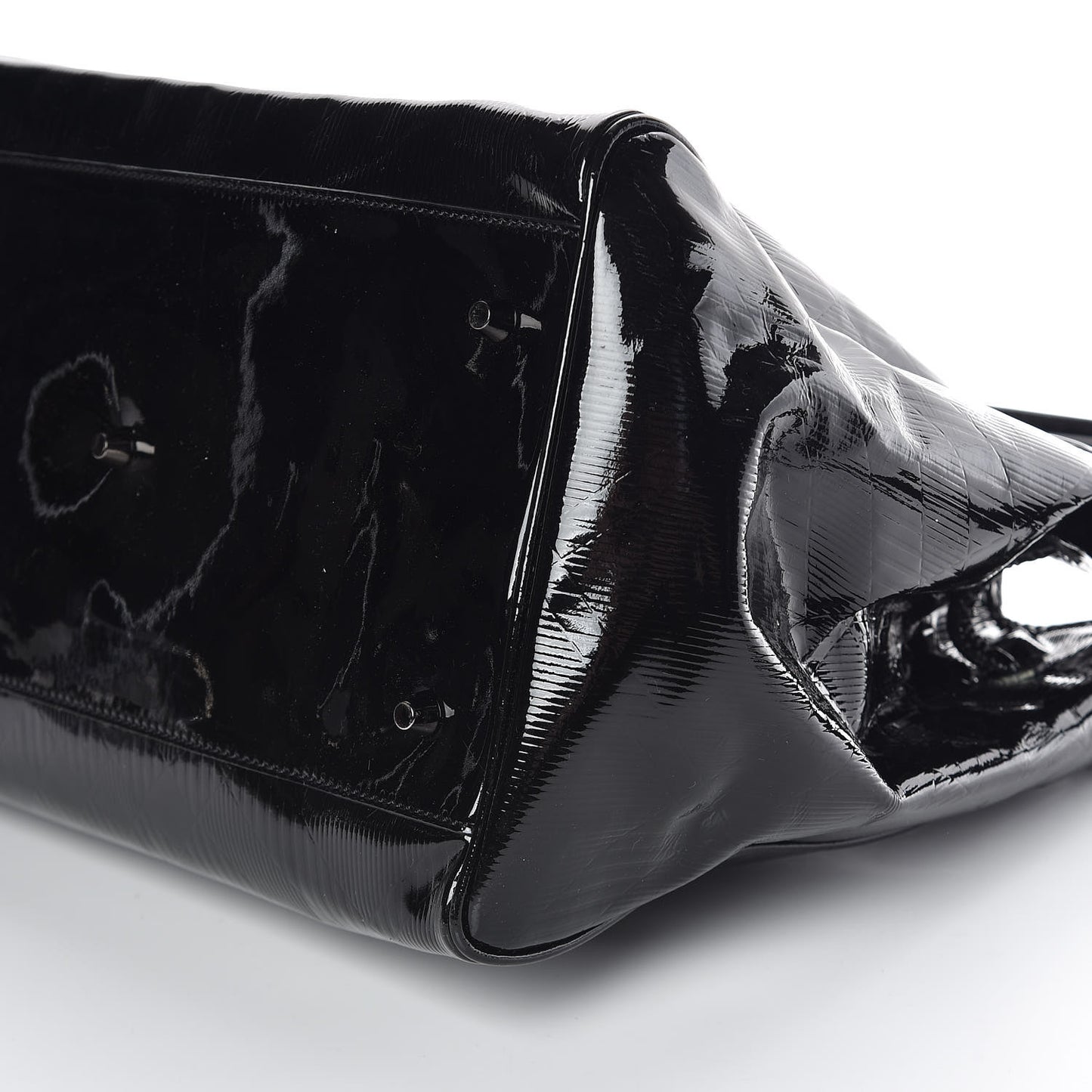 Patent Check Embossed Small Bilmore Tote Black