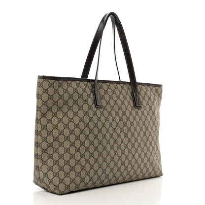 Gucci GG Supreme Monogram Large Zippered Shopping Tote Brown 3 of 11
