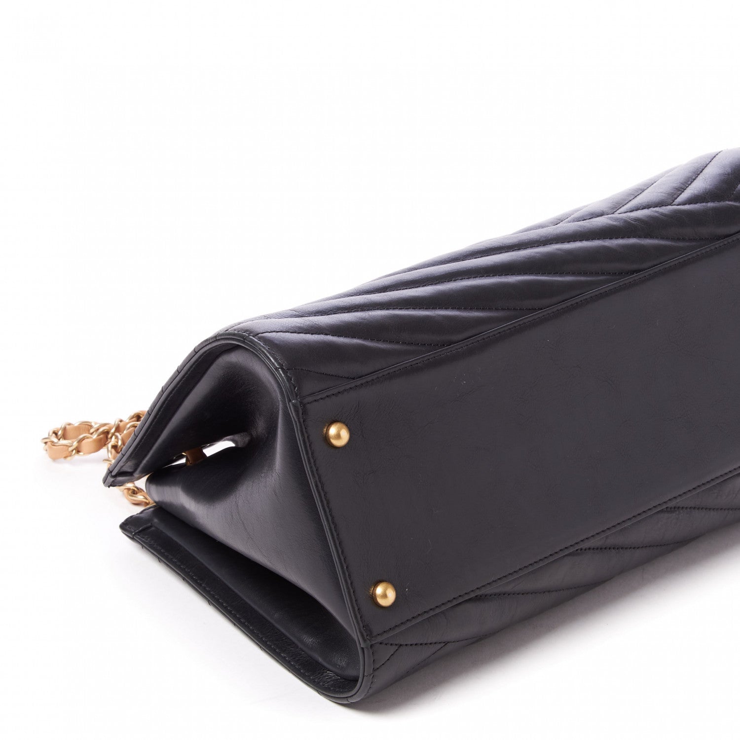 Chanel Calfskin Chevron Quilted Gabrielle Tote Black 7 of 9