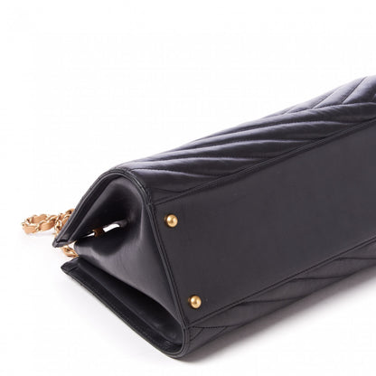 Chanel Calfskin Chevron Quilted Gabrielle Tote Black 7 of 9
