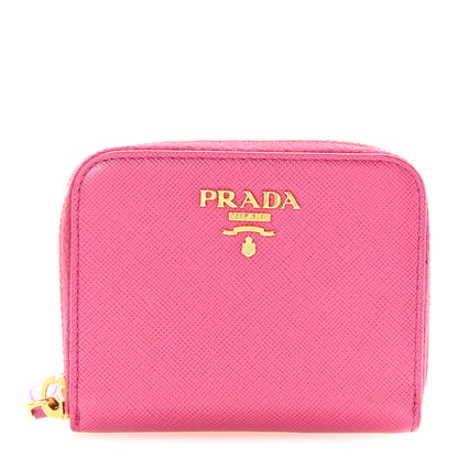 Prada Saffiano Metal Zip Coin Purse Fuxia 1 of 7