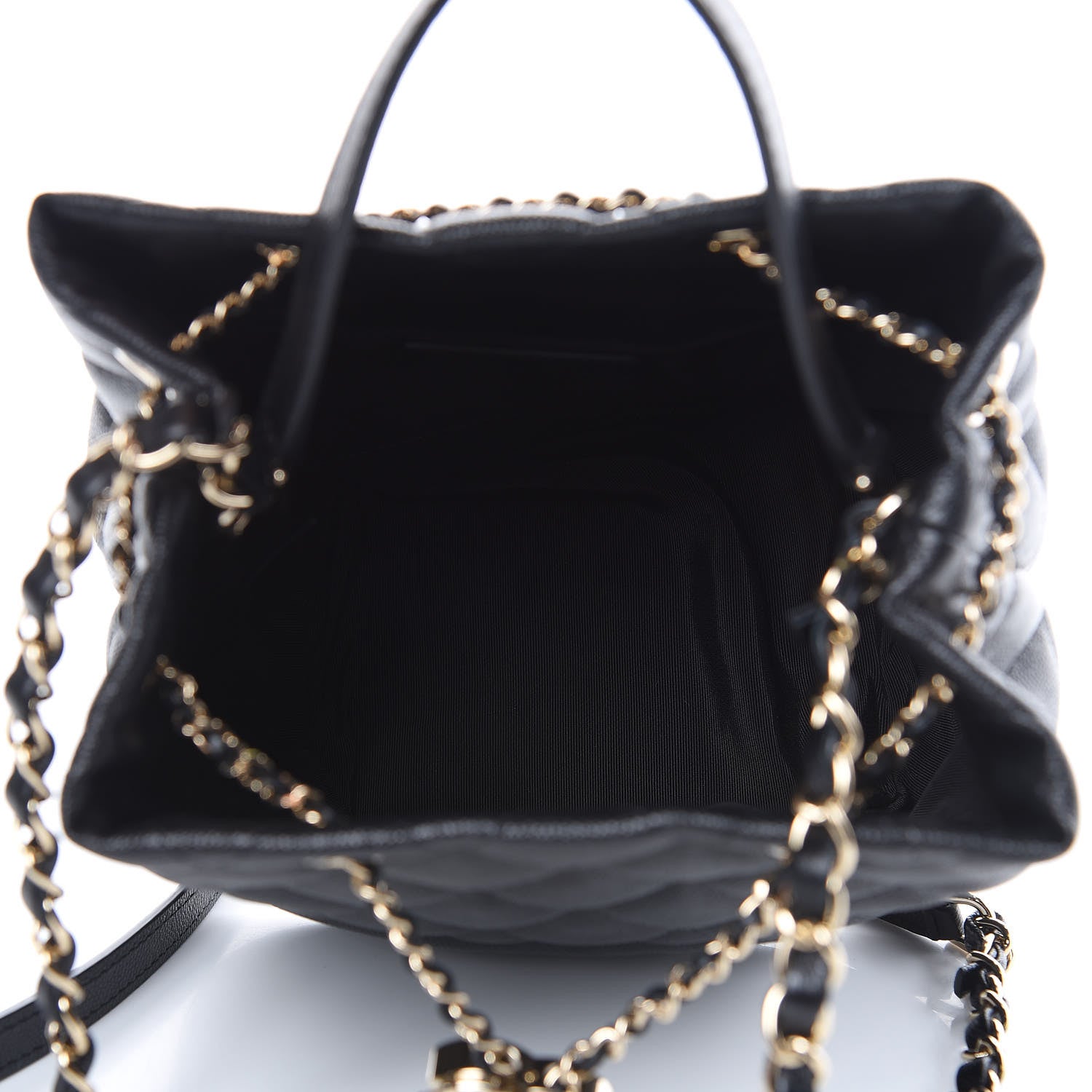 Chanel Caviar Quilted Rolled Up Bucket Drawstring Bag Black 5 of 9