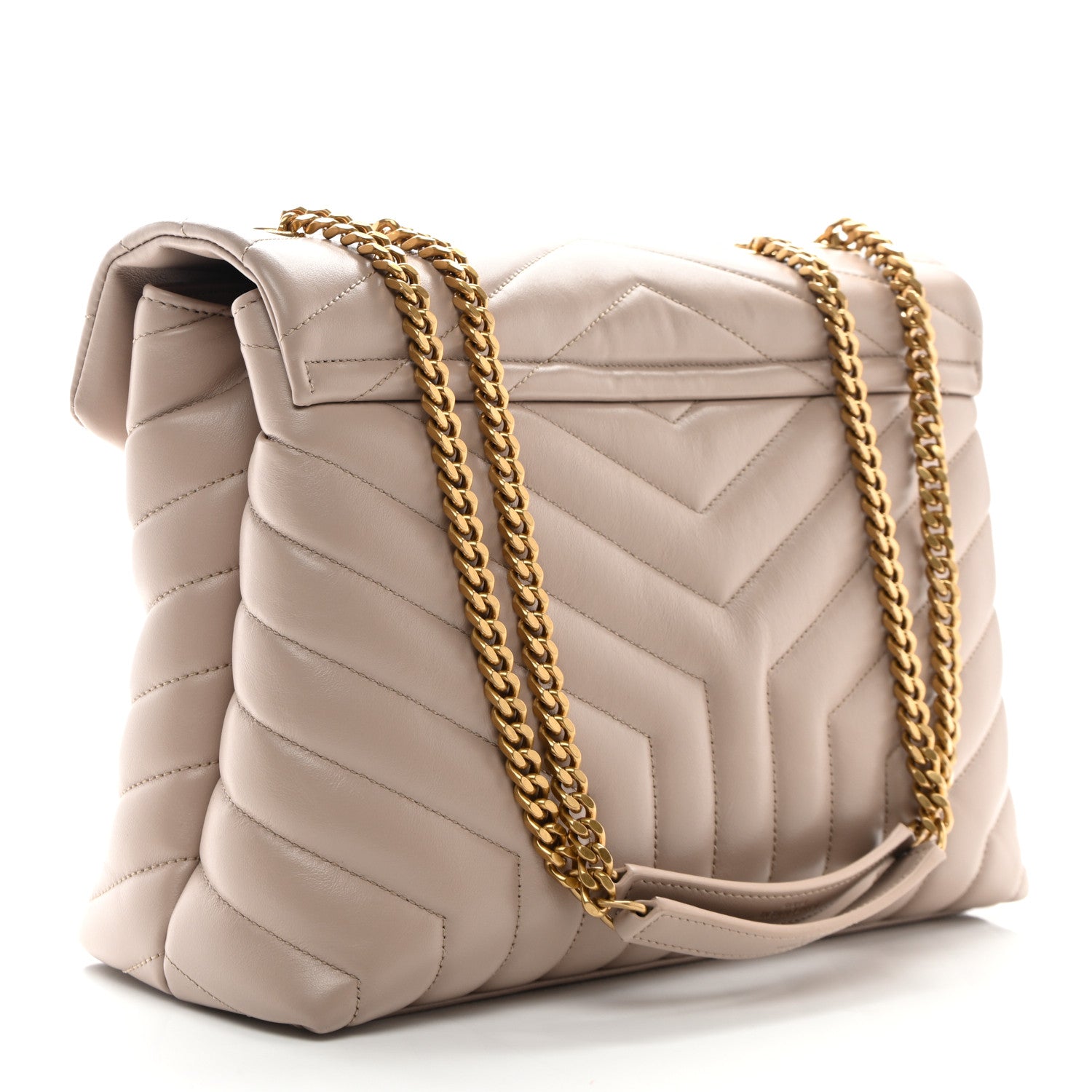 Saint Laurent Calfskin Y Quilted Monogram Medium Loulou Chain Satchel Light Natural 3 of 11