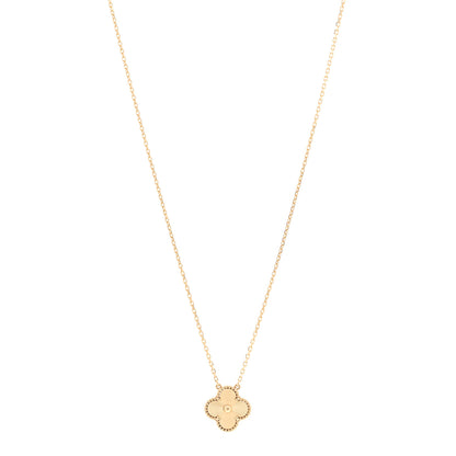 Van Cleef & Arpels 18K Yellow Gold Guilloche Vintage Alhambra Pendant Necklace 1 of 6