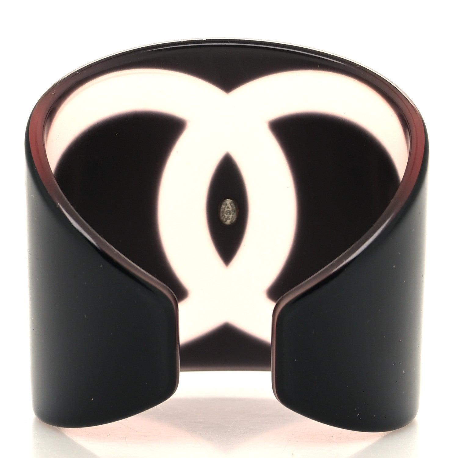 Chanel Resin CC Wide Cuff Black Pink 3 of 4