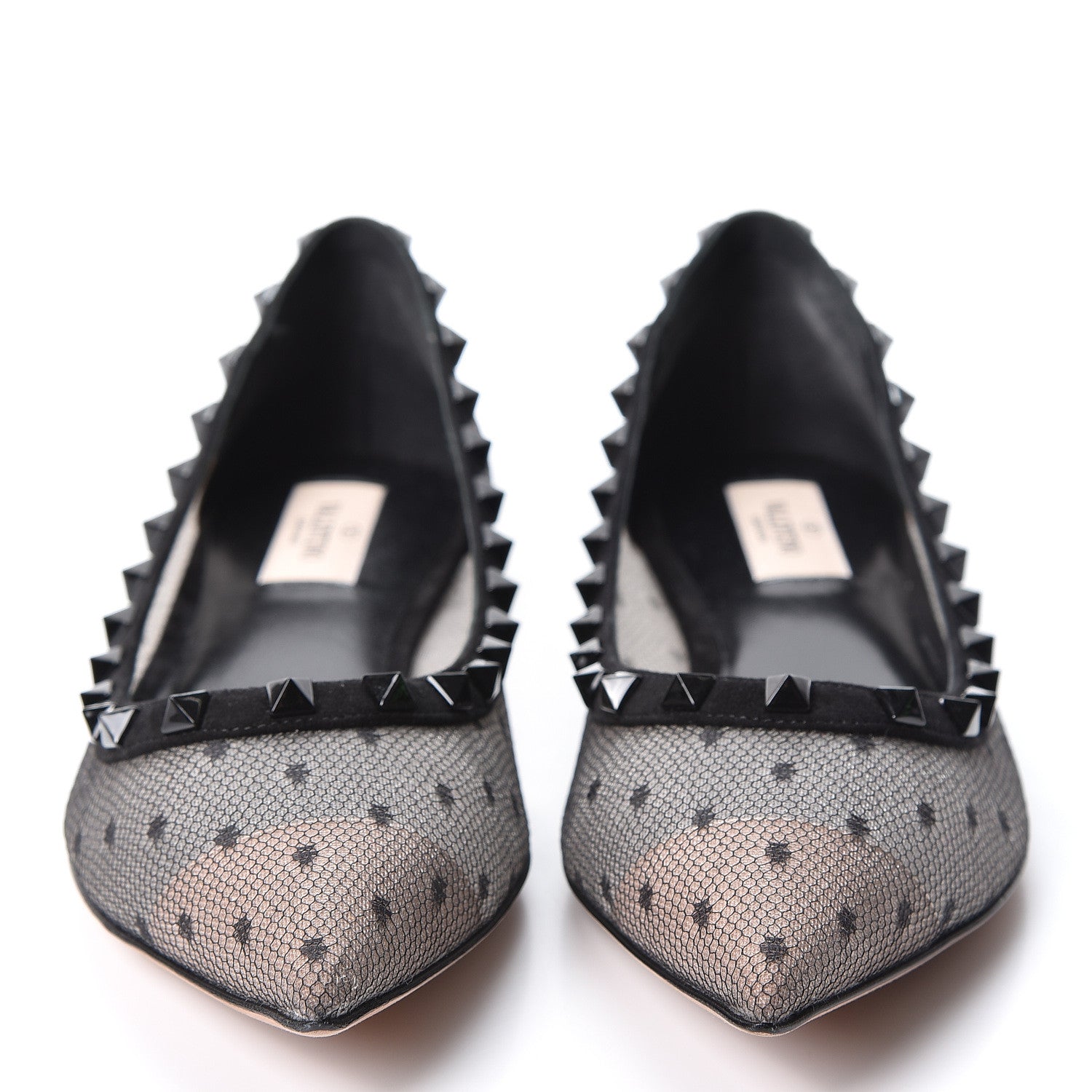 Valentino Garavani Mesh Point d'Esprit Rockstud Ballerina Flats 39.5 Black 2 of 9
