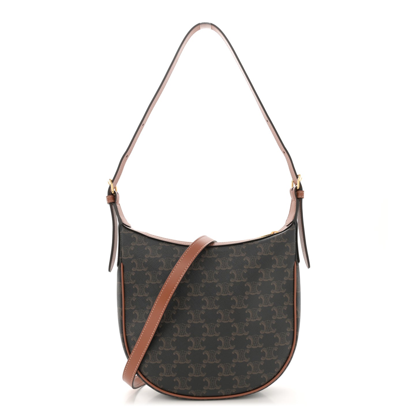 Calfskin Triomphe Canvas Small Heloise Shoulder Bag Tan