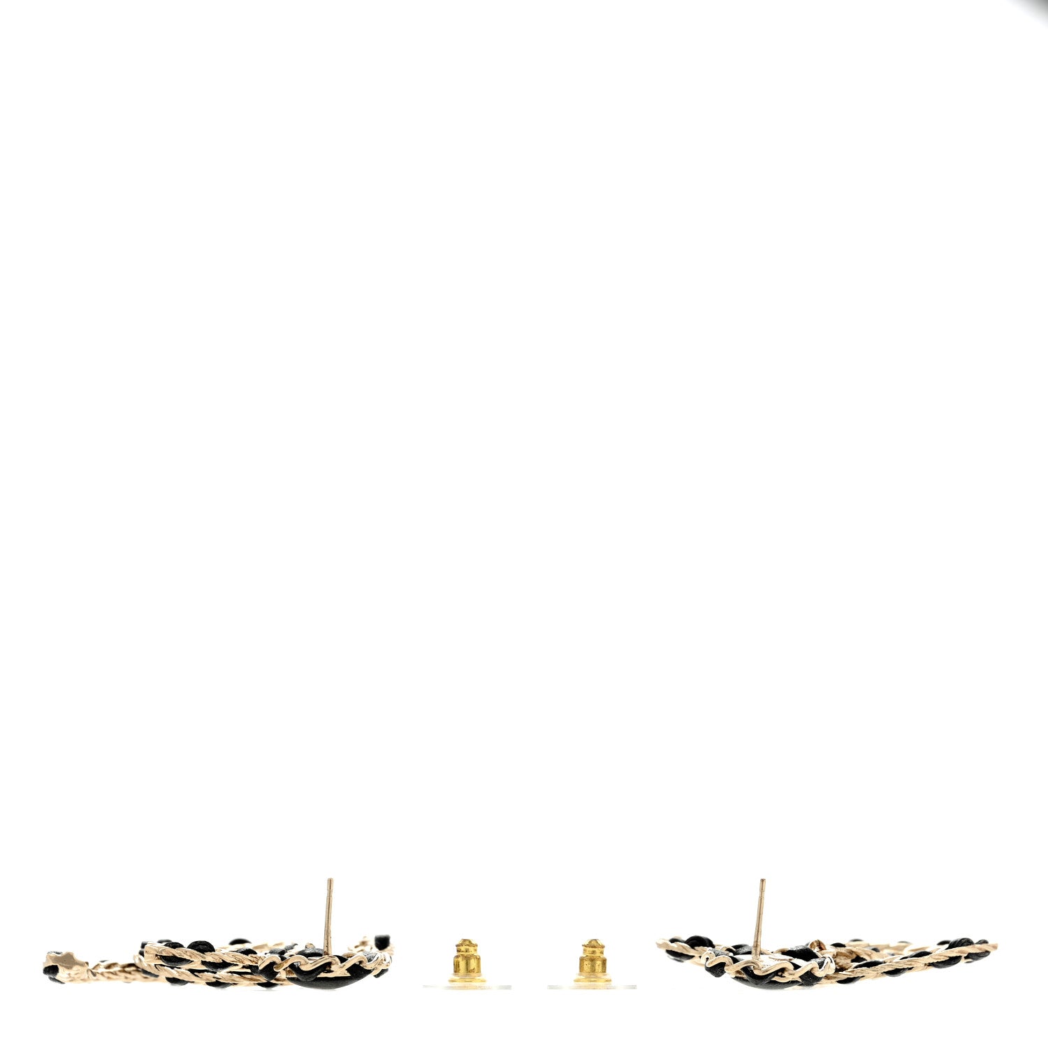 Chanel Lambskin CC Chain Drop Earrings Black Gold 3 of 4