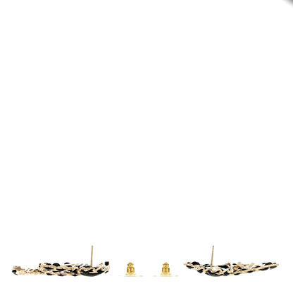 Chanel Lambskin CC Chain Drop Earrings Black Gold 3 of 4