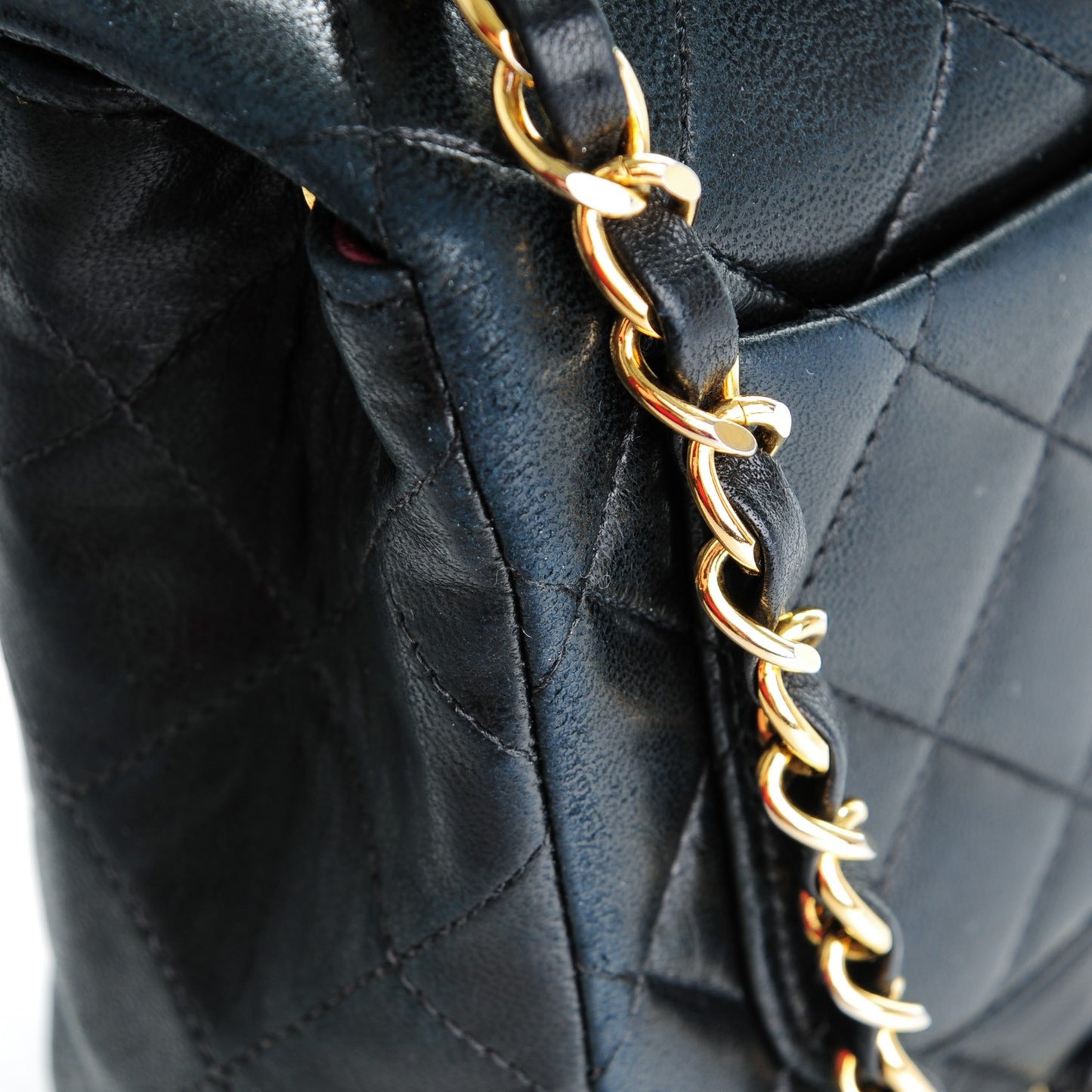 Lambskin Quilted Mini Square Flap Black