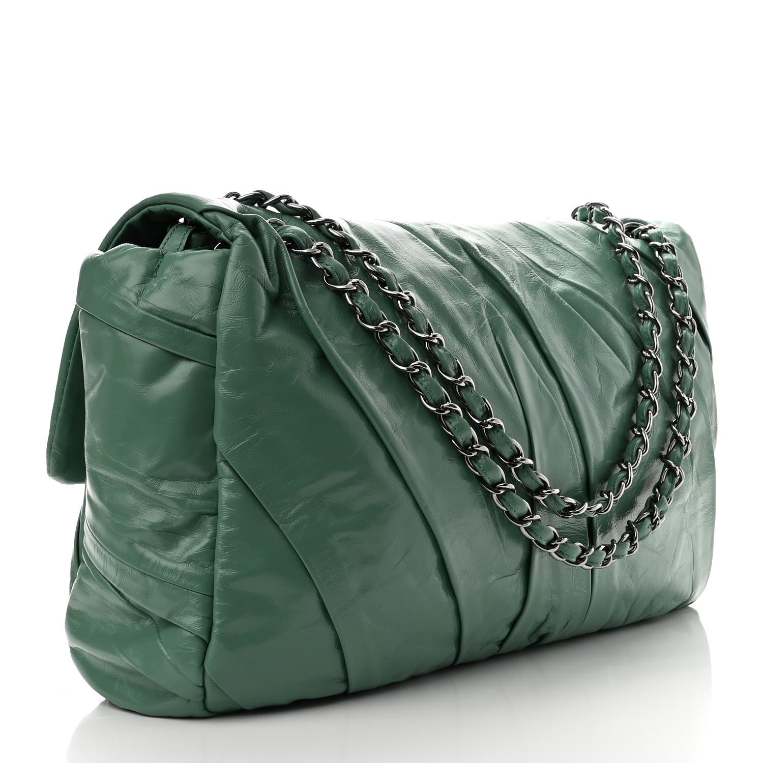 Chanel Glazed Calfskin Twisted Maxi Flap Green 2 of 9