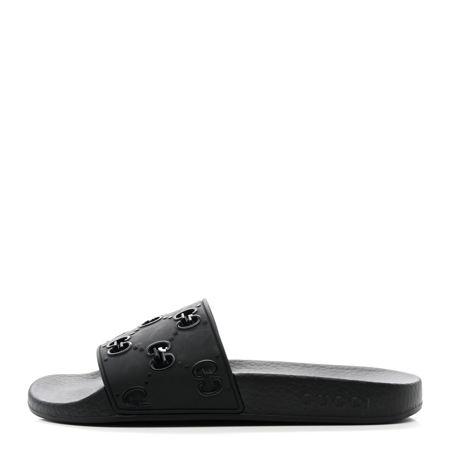 Rubber GG Monogram Perforated Womens Slide Sandals 37 Black