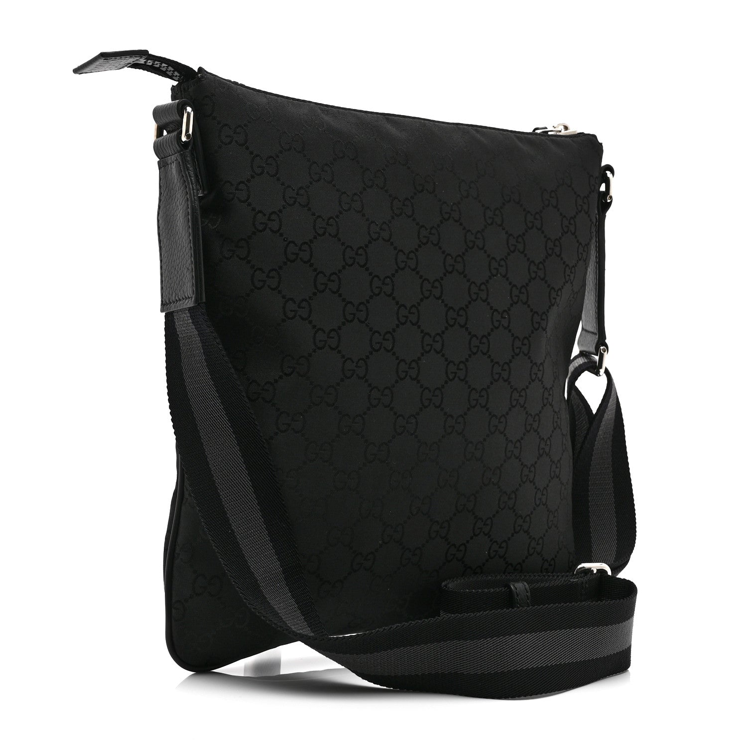 Gucci Nylon Monogram Medium Flat Messenger Bag Black 3 of 11