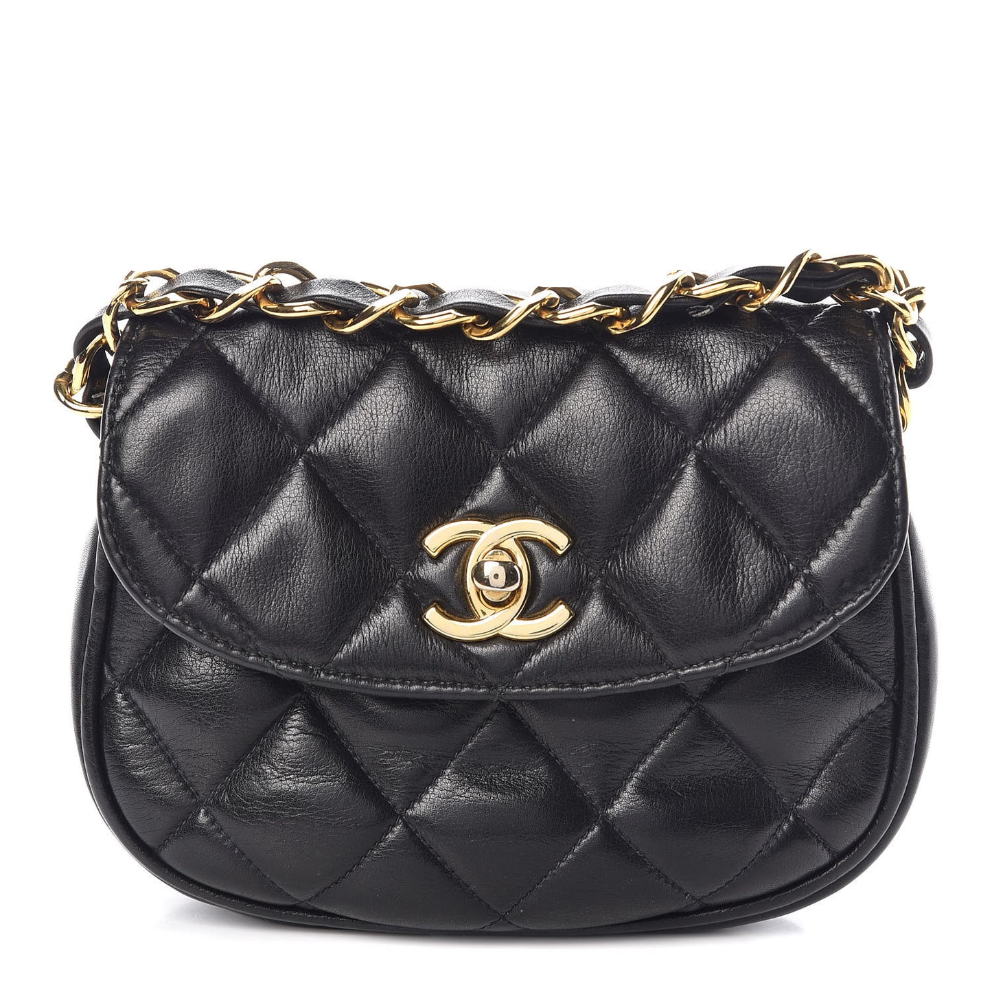 Lambskin Quilted Extra Mini Flap Black