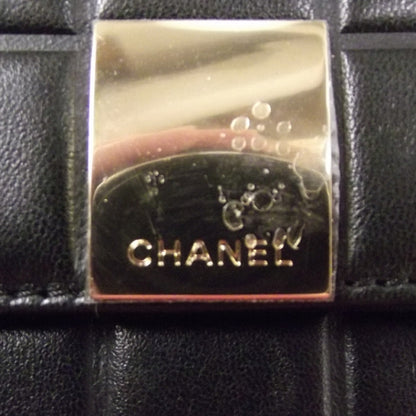 Chanel Leather Chocolate Bar Quilted Tri-Fold Wallet Black 6 of 11