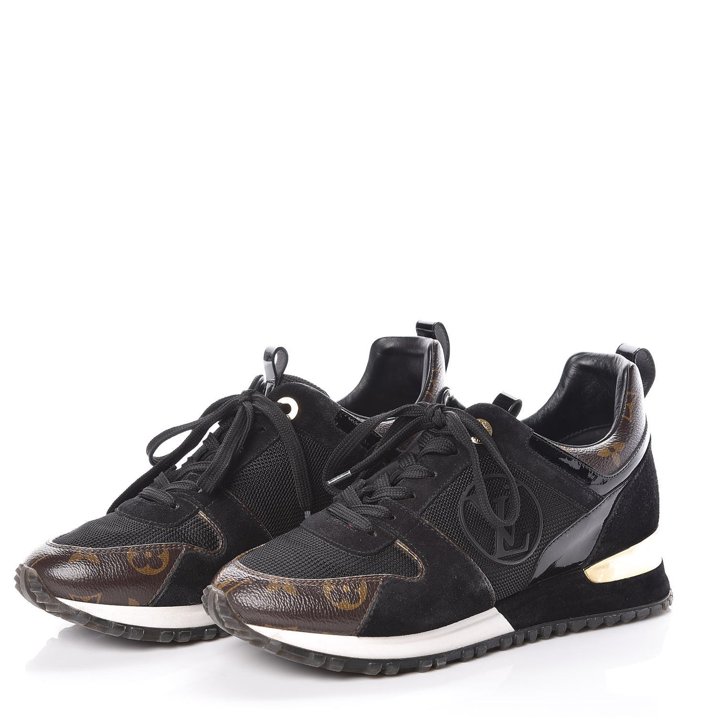 Suede Monogram Run Away Sneakers 36 Black