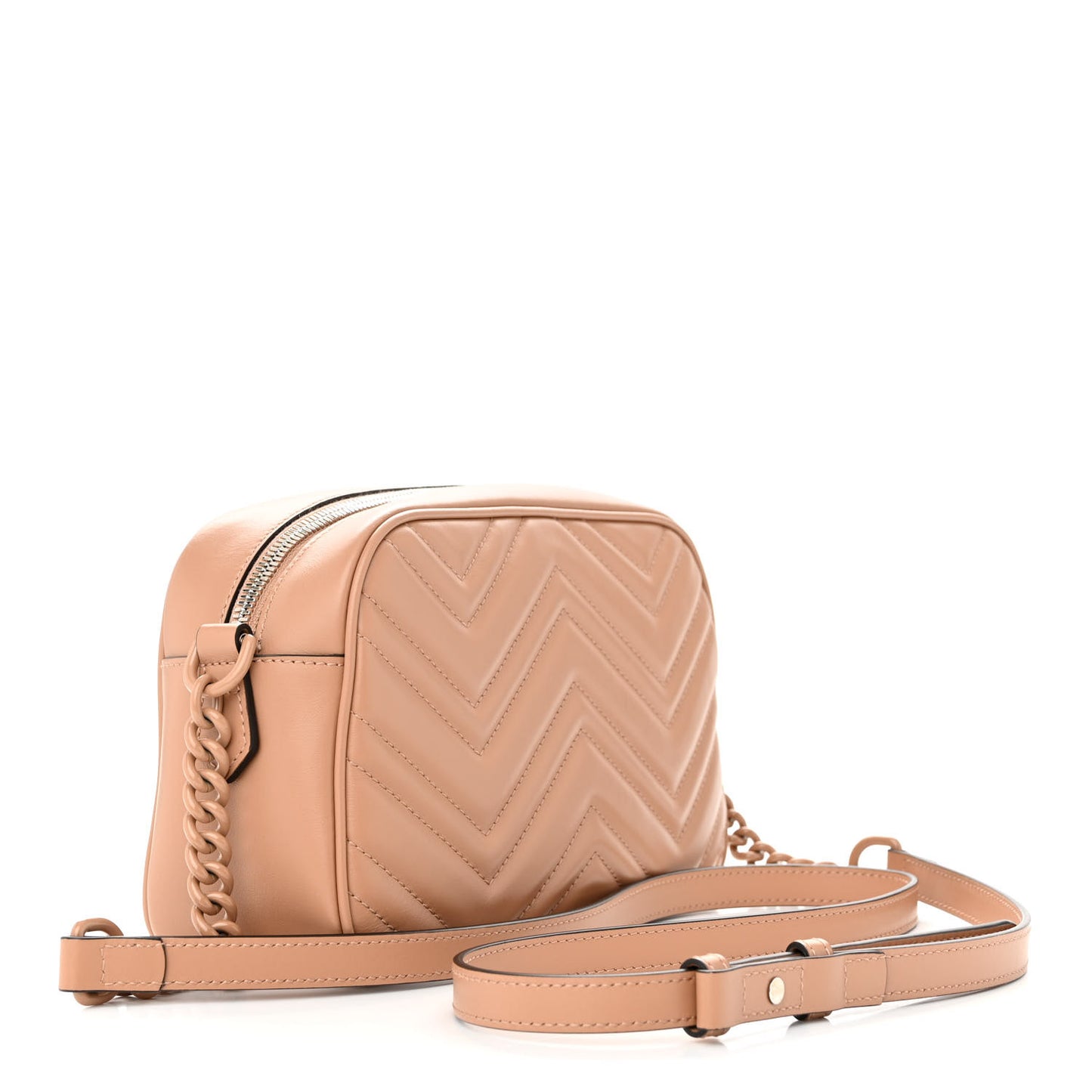 Calfskin Matelasse Monochrome Small GG Marmont Chain Shoulder Bag Camelia