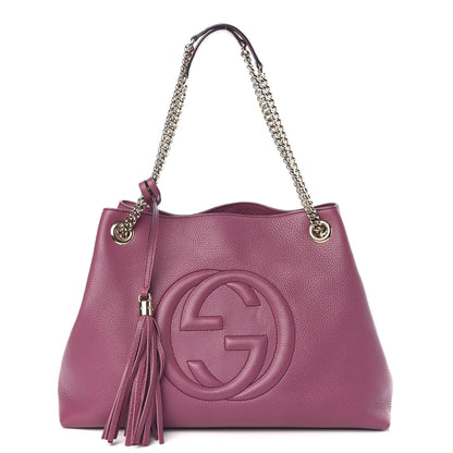 Gucci Pebbled Calfskin Medium Soho Chain Shoulder Bag Peonia Flower 1 of 10