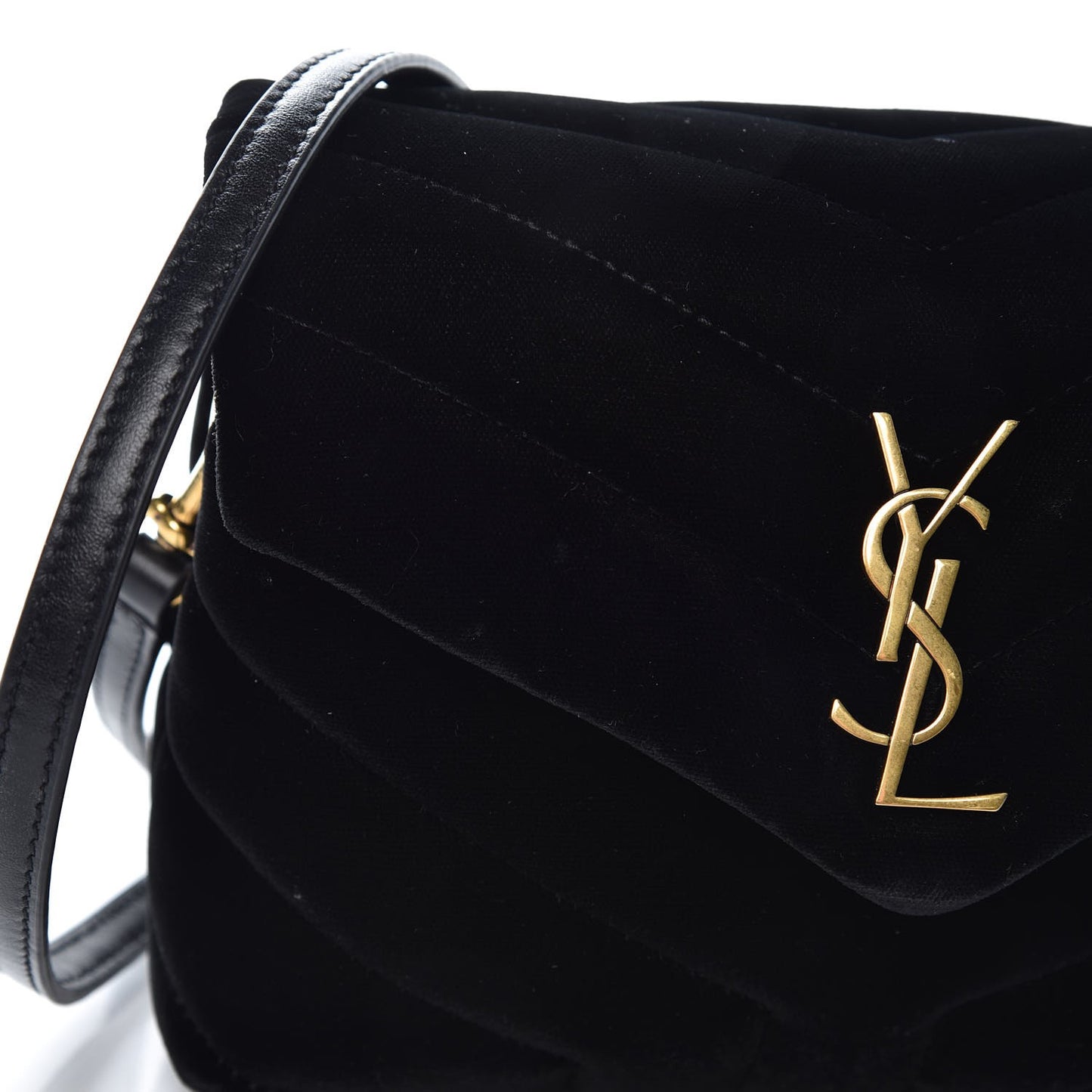 Velvet Y Quilted Monogram Toy Loulou Chain Satchel French Black