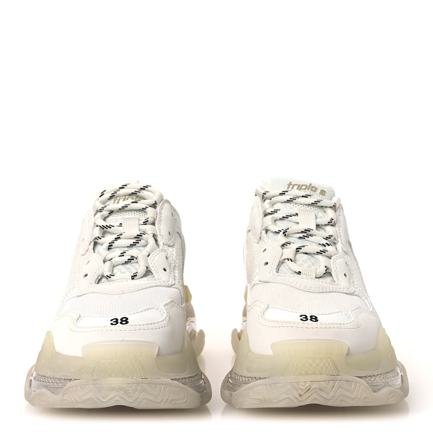 Fabric Mesh Clear Sole Womens Triple S Sneakers 38 White