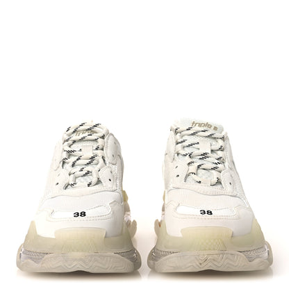 Balenciaga Fabric Mesh Clear Sole Womens Triple S Sneakers 38 White 3 of 12