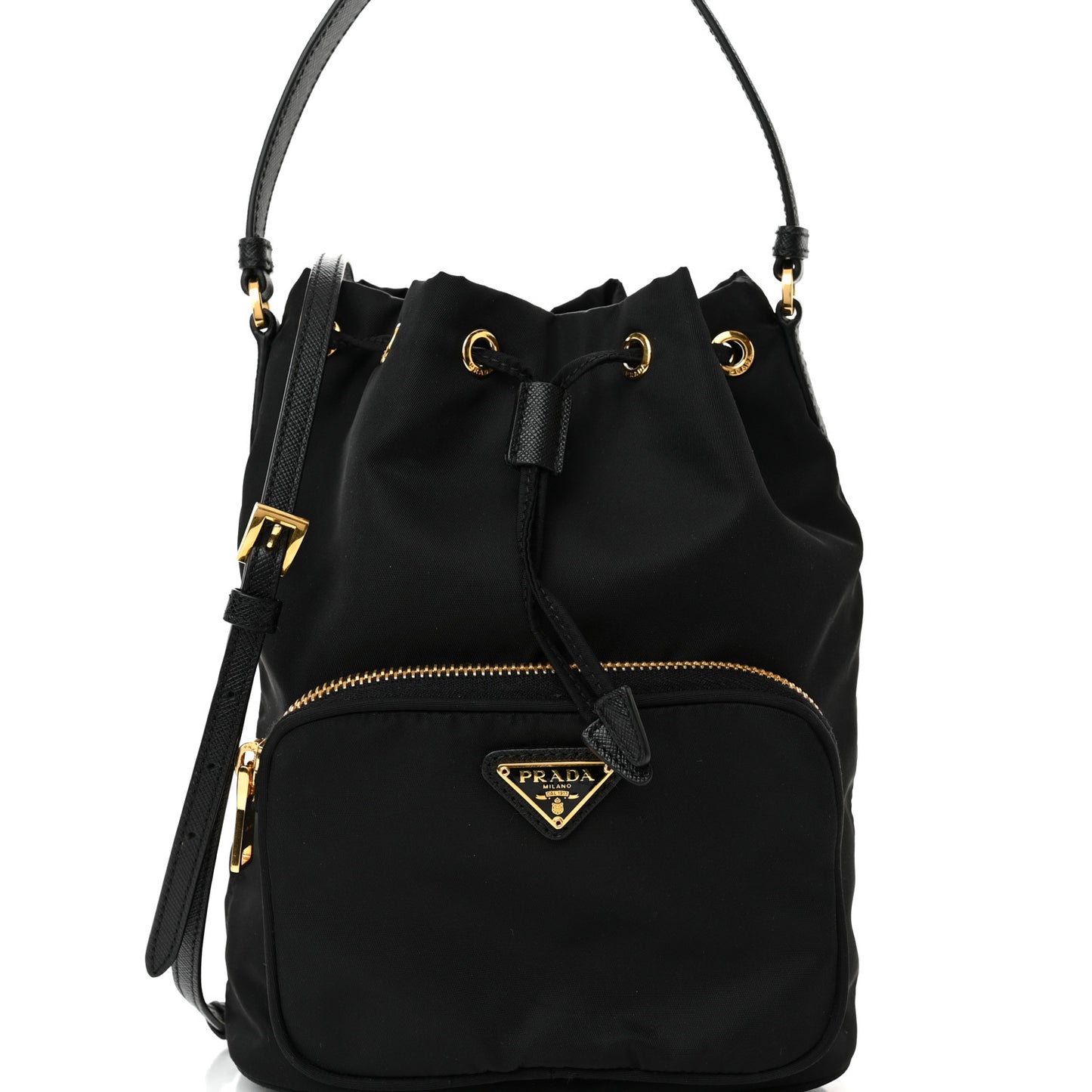 Re-Nylon Duet Drawstring Shoulder Bag Black