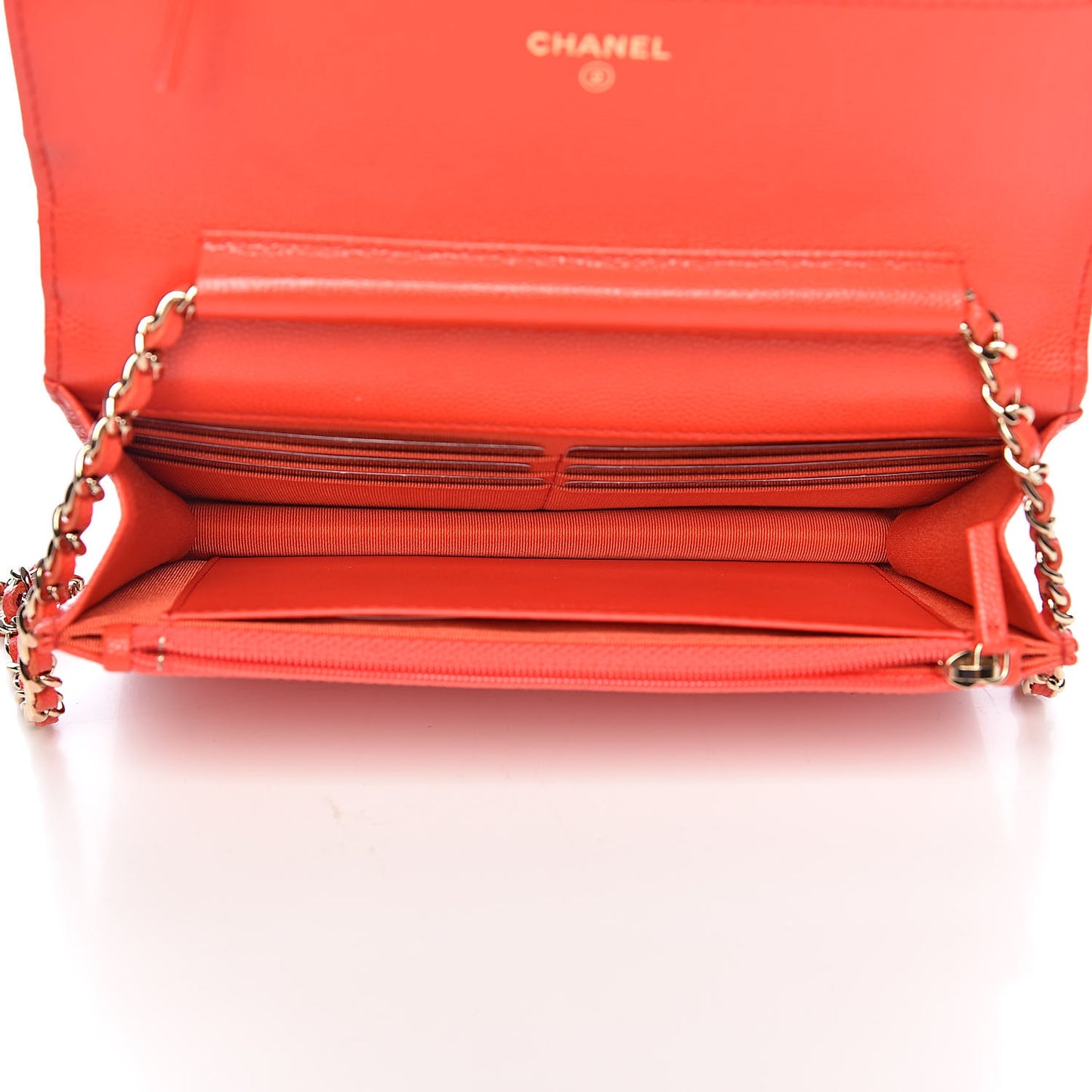 Caviar Quilted Wallet on Chain WOC Red