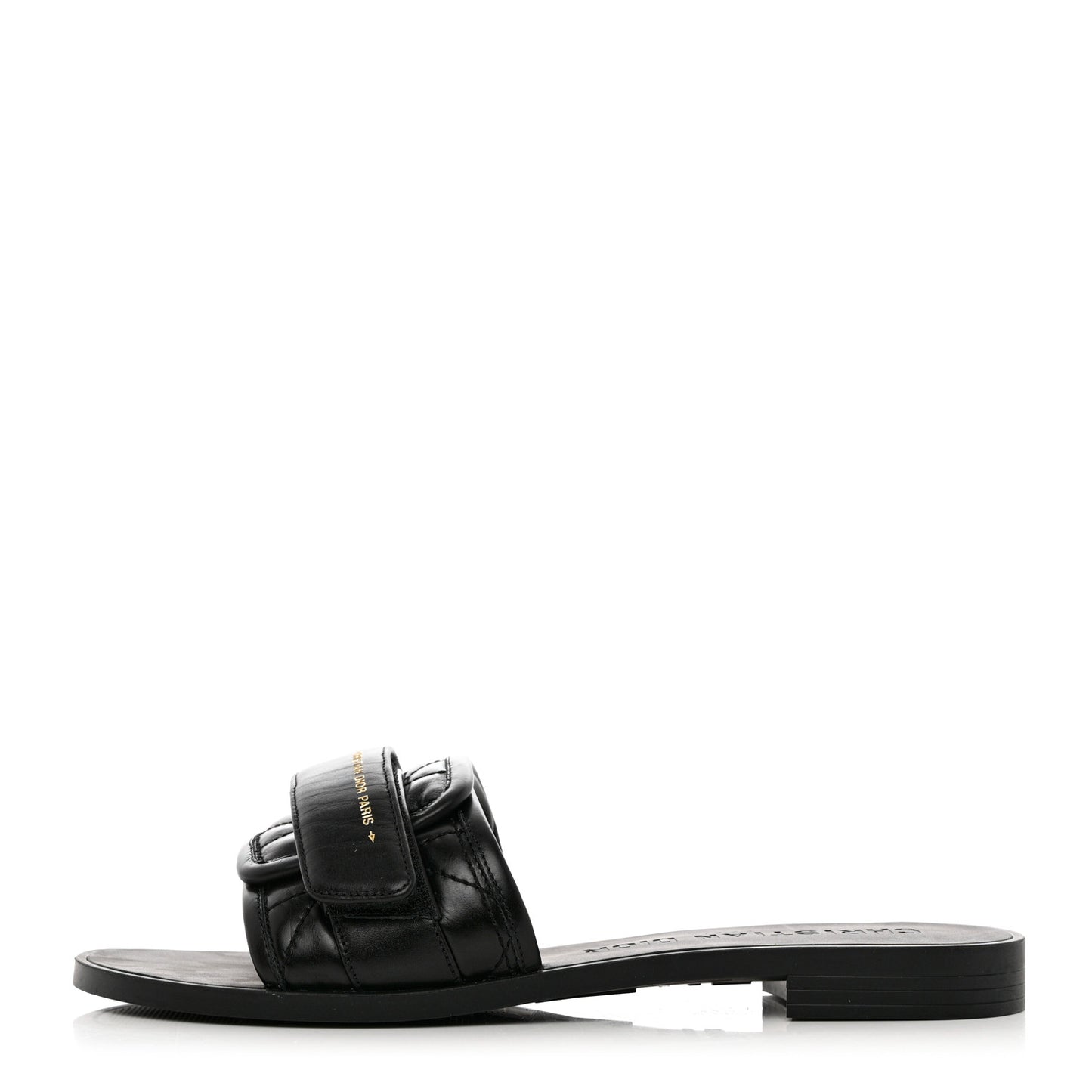 Calfskin Cannage Dio(r)evolution Slide Sandals 36 Black