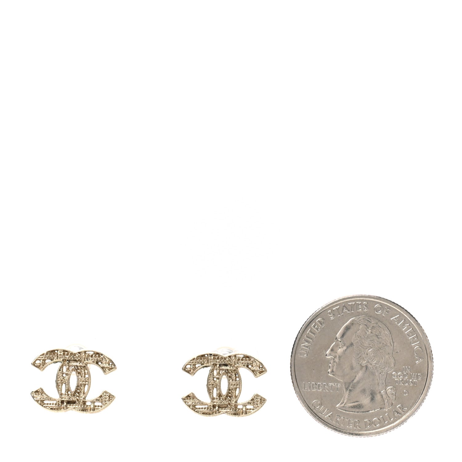 Chanel Tweed Effect CC Earrings Gold 2 of 4