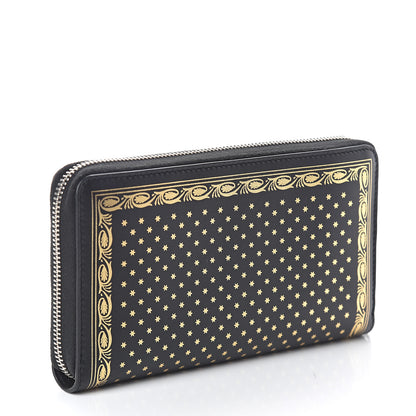 Gucci X SEGA Calfskin GUCCY Stars Zip Around Wallet Black Gold 2 of 5