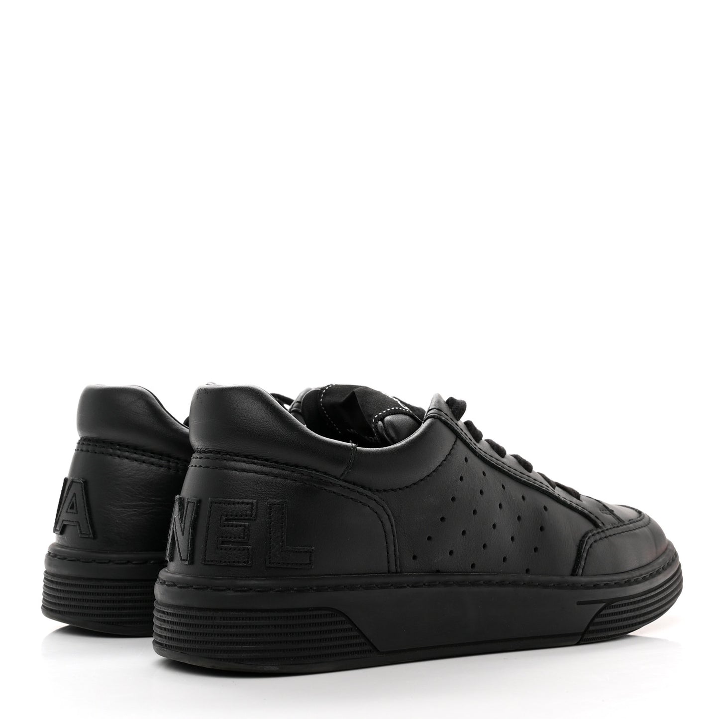 Calfskin Womens Logo Sneakers 37.5 Black