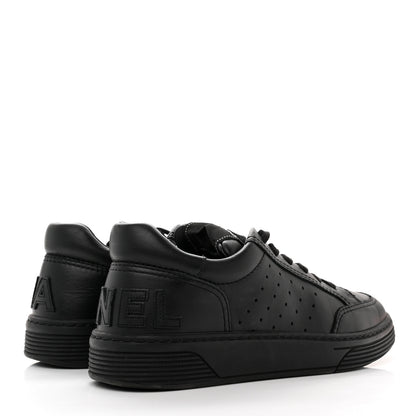 Chanel Calfskin Womens Logo Sneakers 37.5 Black 4 of 8