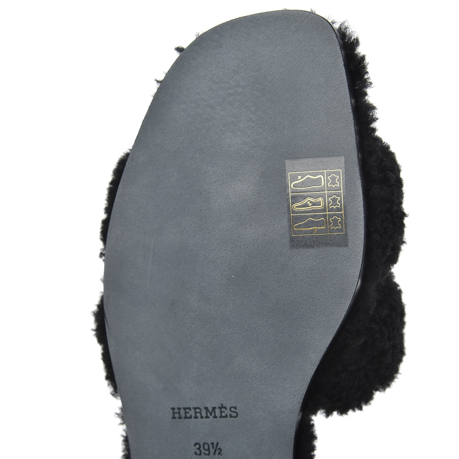 Hermes Woolskin Oran Sandals 39.5 Black 8 of 12