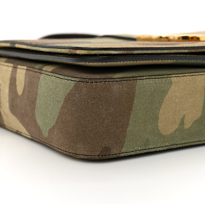 Saint Laurent Suede Monogram University Camouflage Shoulder Bag Green 8 of 12