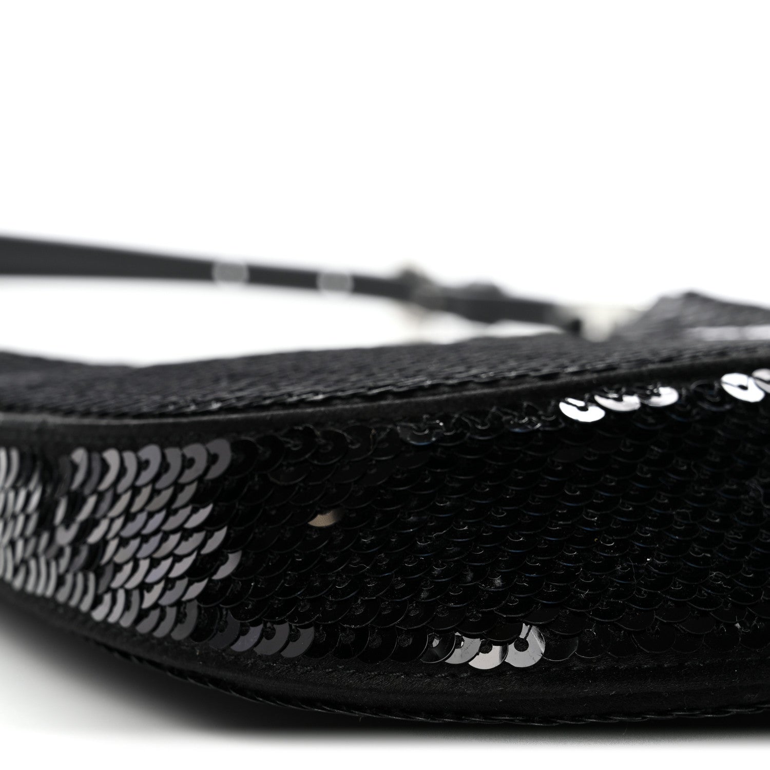 Prada Paillettes Sequin Logo Cleo Adjustable Strap Shoulder Bag Black White 9 of 10