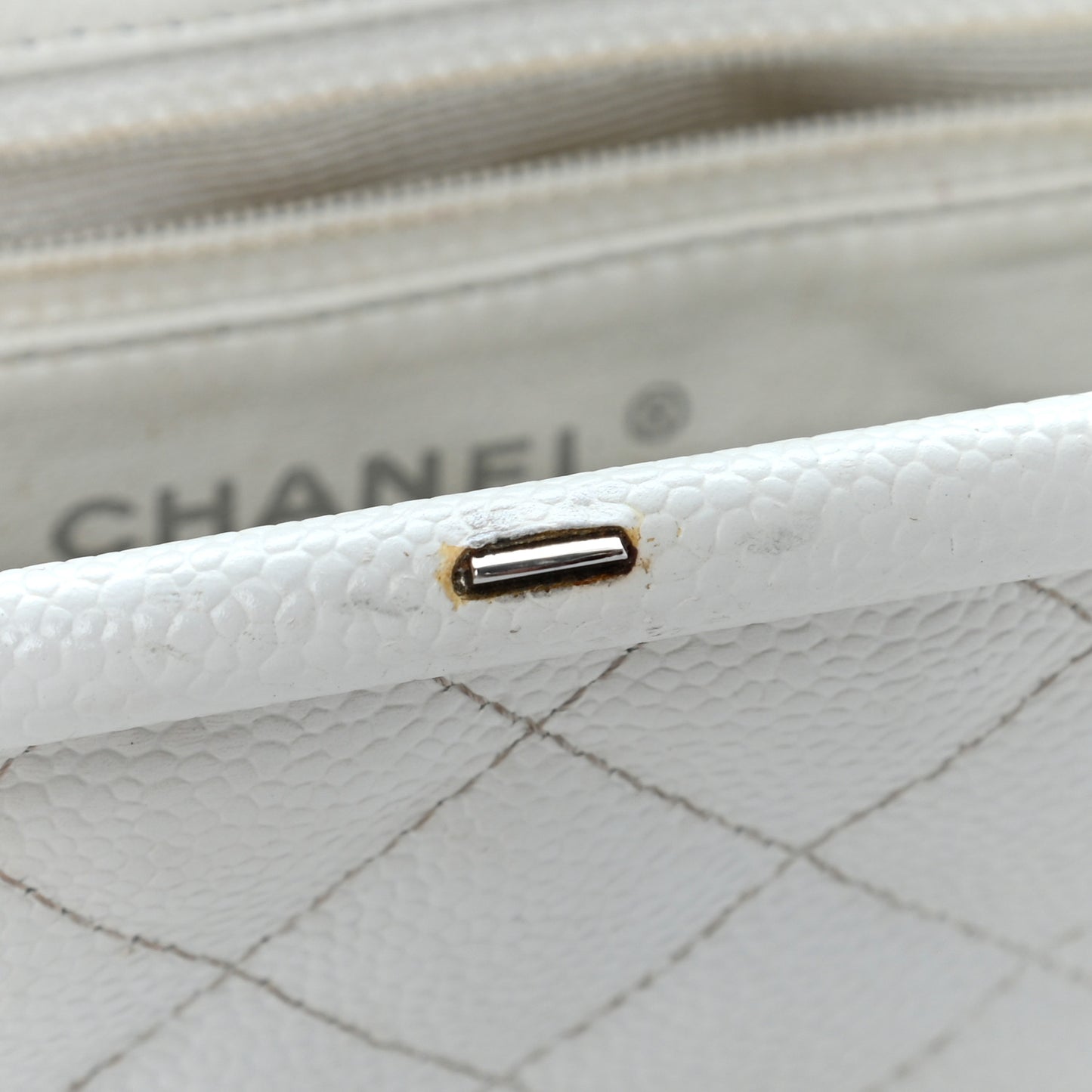 Caviar Quilted Timeless Clutch White
