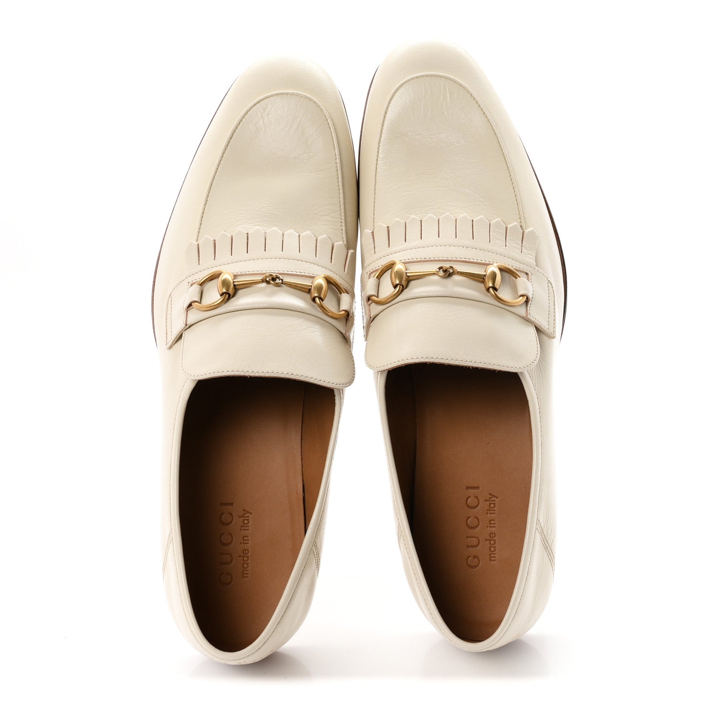 Calfskin Horsebit Fringe Mens Jordaan Loafers 10.5 Ivory